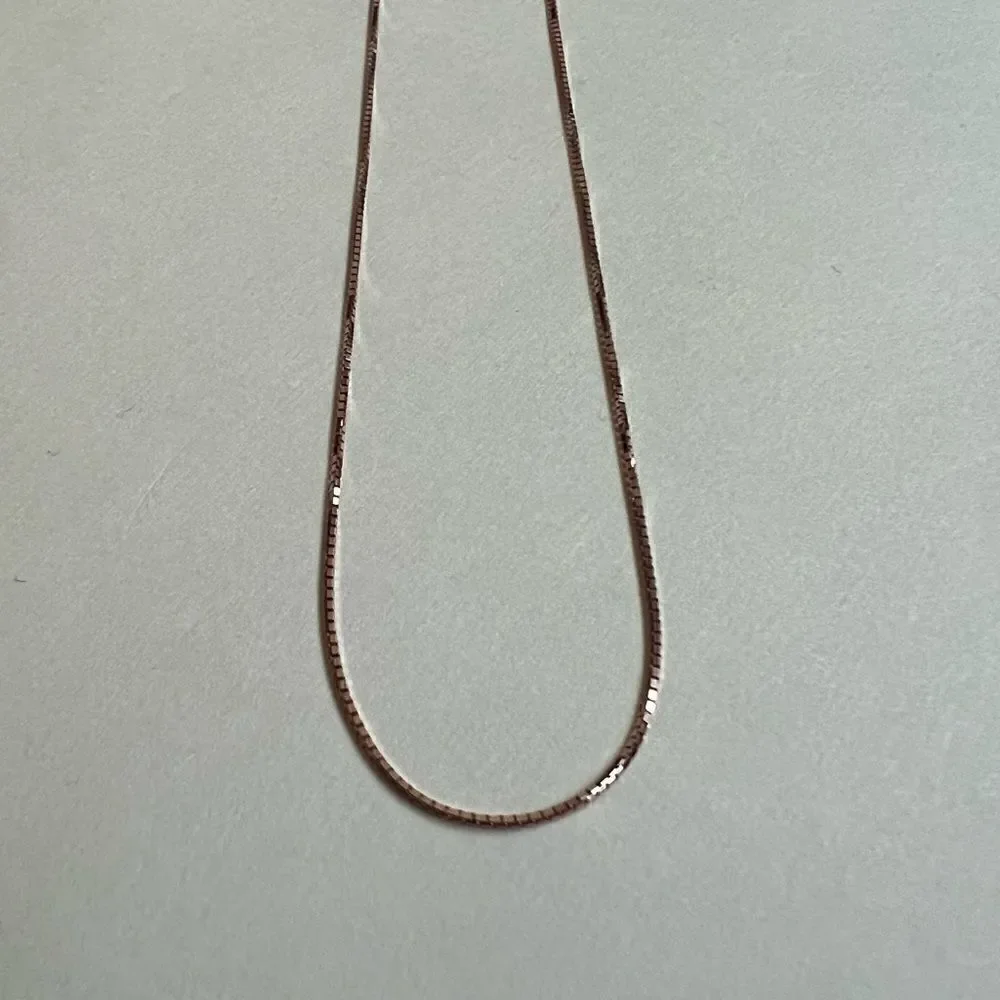 14K Real Gold chain 0.8 mm Rose Gold box chain Necklace | Birthday gift | 22”